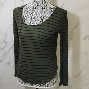 Army green and Navy striped shirt.